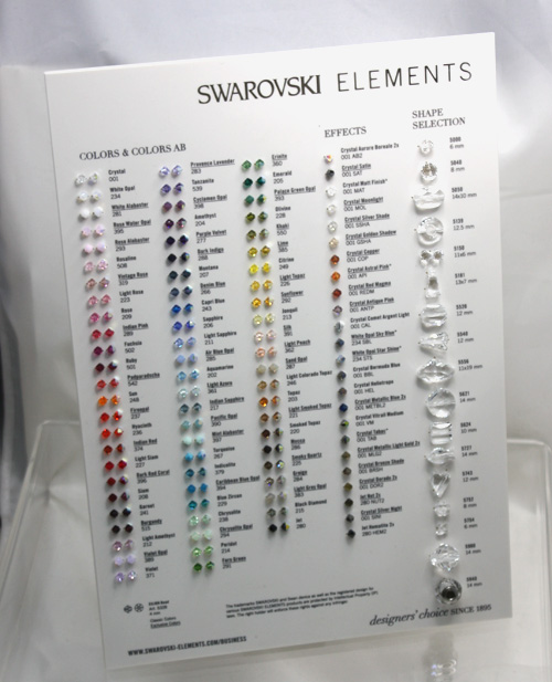Swarovski Official 5328 XILION Bicone Beads Crystal Color Chart (2011 ...