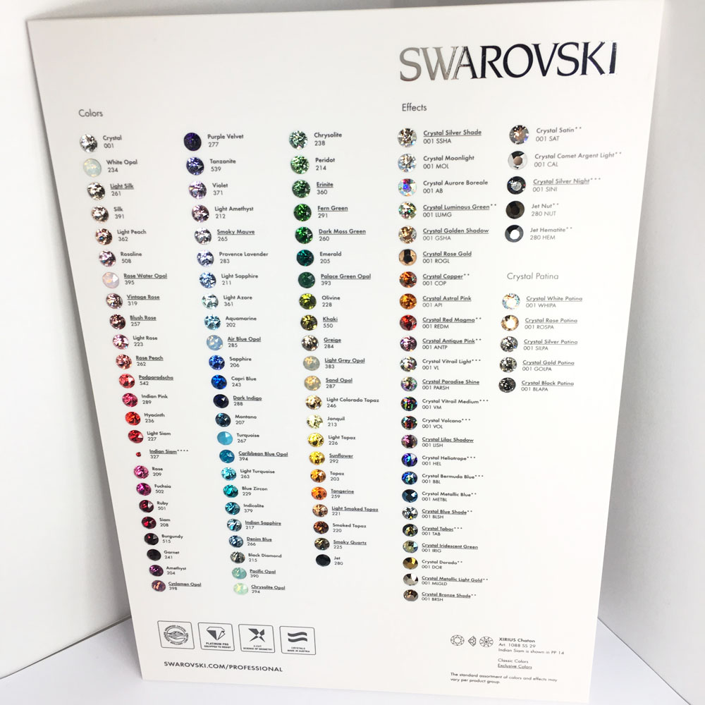 Swarovski Color Chart